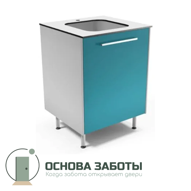 Тумба с мойкой медицинская ТММ-10-МД ПРЕМИУМ металлическая, одна чаша нержавейка