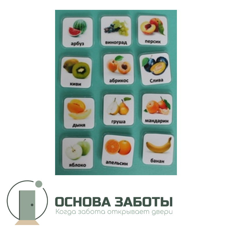 Набор карточек "Фрукты 12" на липучках для альбома PECS Набор карточек "Фрукты", 12 шт.