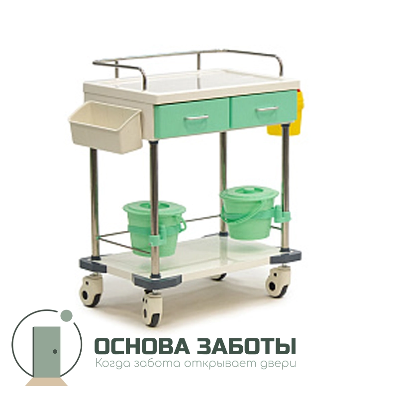 Столик манипуляционный медицинский с полкой и выдвижными ящиками